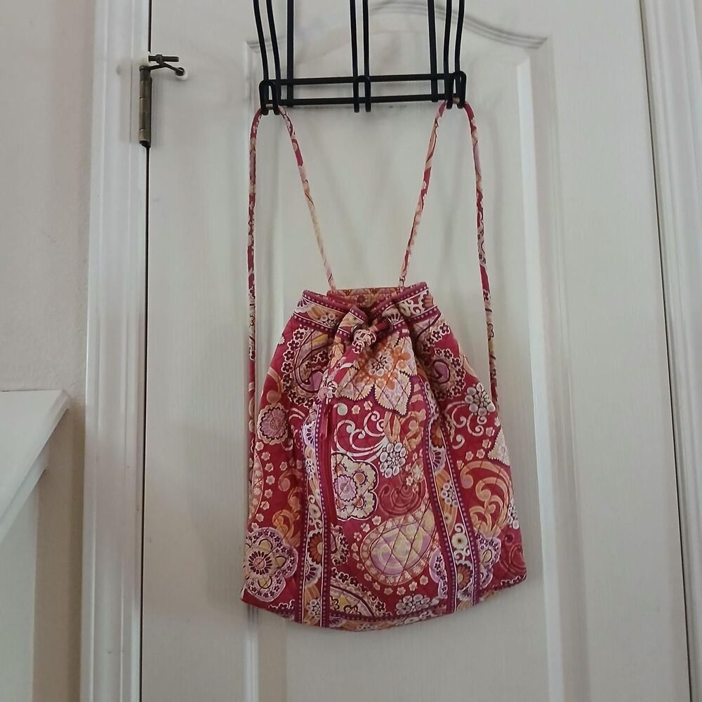 Vera Bradley Retired Raspberry Fizz Quilted Cotton Drawstring Backpack Boho